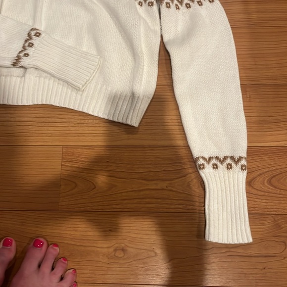 4/$20 Justice off white sweater with tan and gold sequins - Picture 3 of 8